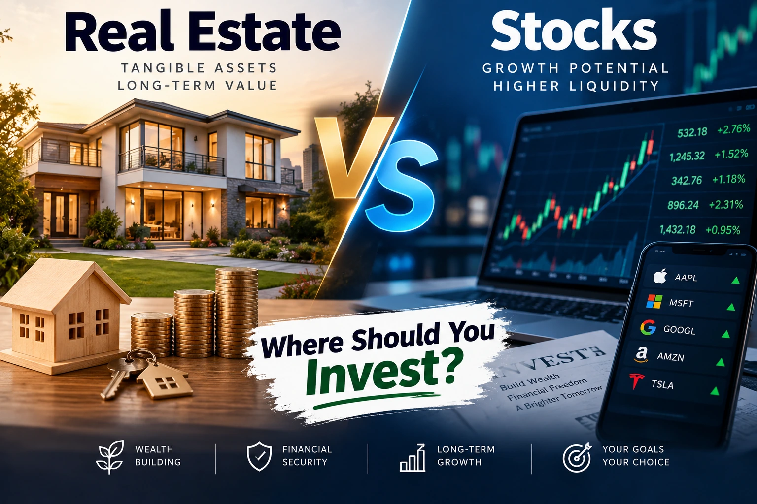 Real Estate vs. Stocks: Where Should You Invest?